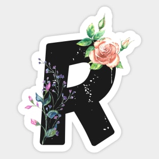 Letter R - Botanical English Alphabet, Name Initial Sticker